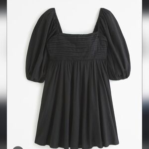 A&F Emerson Poplin Puff Sleeve Mini Dress BLACK Xs